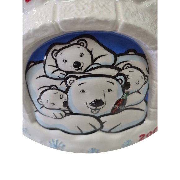 Coca-Cola Igloo Cookie Jar 2005 White Polar Bear Porcelain - Picture 2 of 10